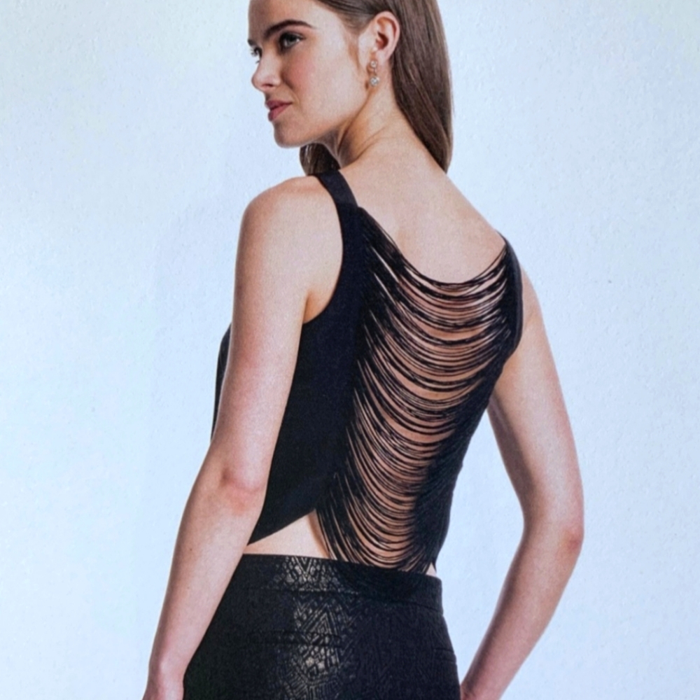 Amanda Uprichard Giana Silk Fringe Back Tank Top
